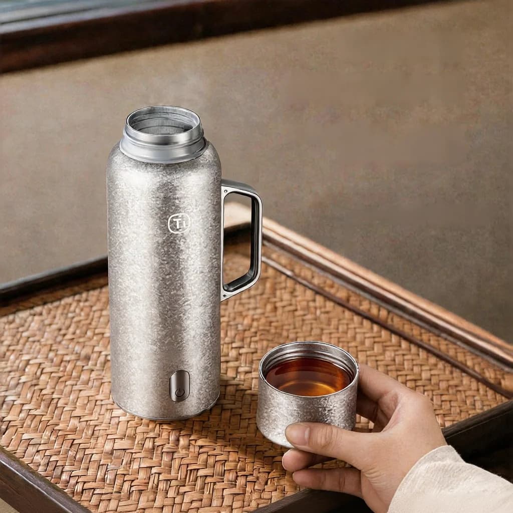 Vaso térmico calefactable de titanio con asa 680ml caja regalo