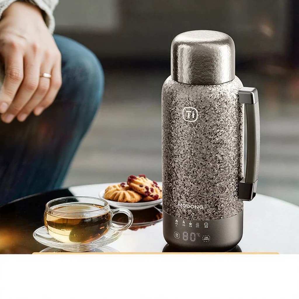 Vaso calefactor eléctrico de titanio puro con aislamiento 1200ml