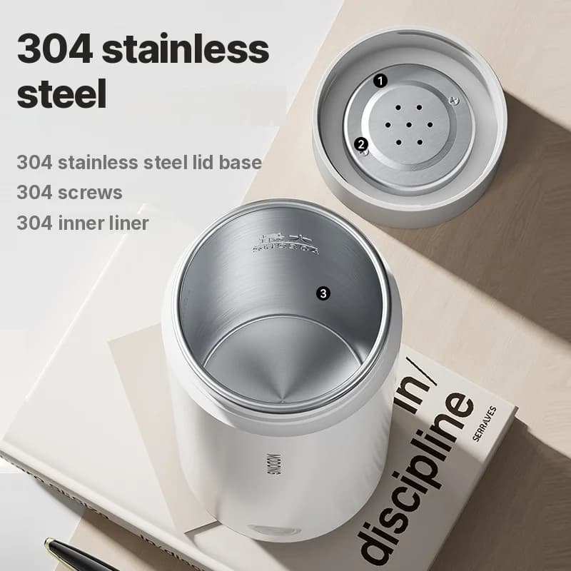 Vaso eléctrico portátil para calentar agua 304 acero inoxidable 300ml 220V