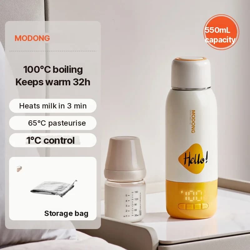 Vaso eléctrico portátil para calentar con control de temperatura