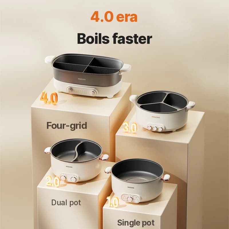 Olla eléctrica 7L con divisor o de cuatro compartimentos, 220V, olla dividida