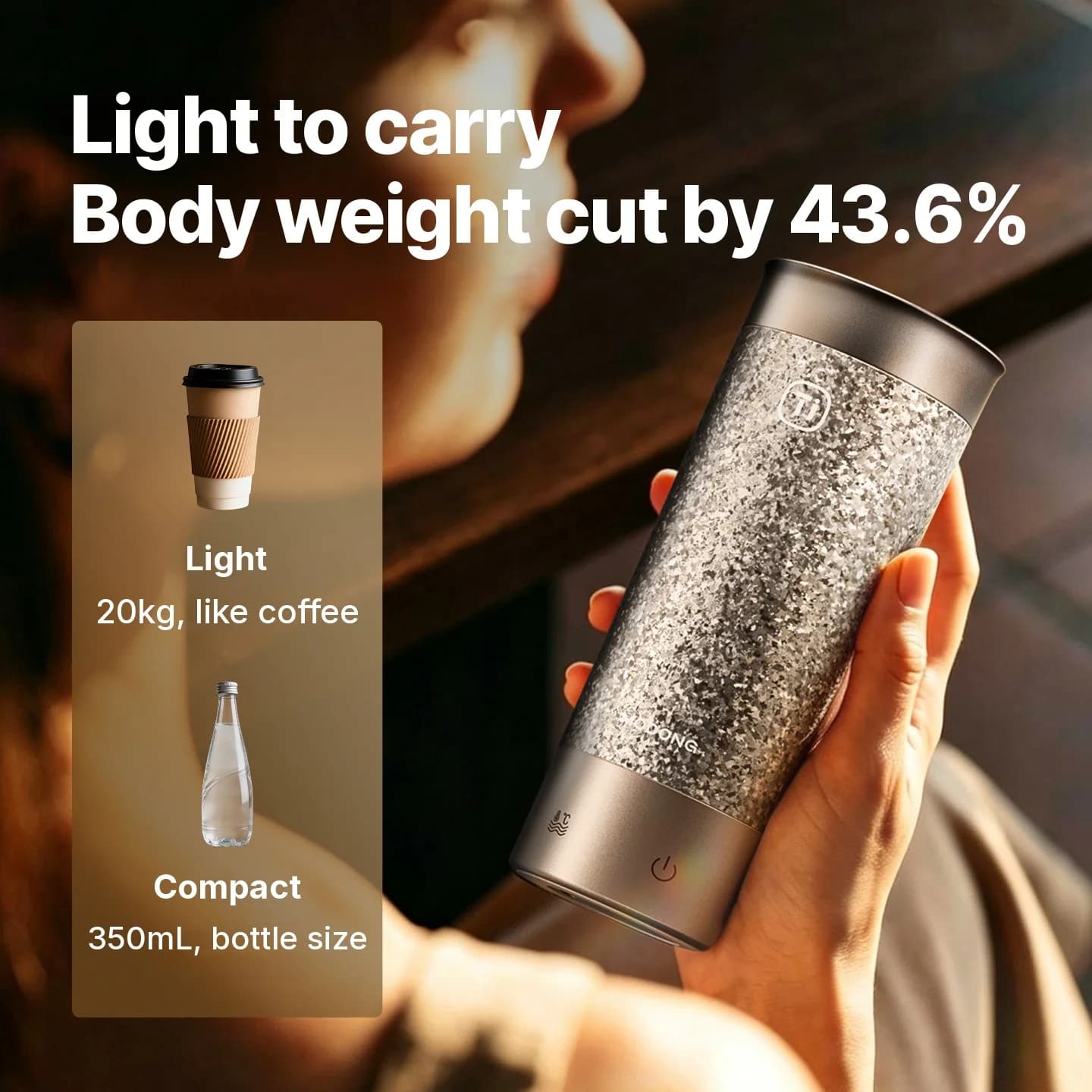 Taza térmica eléctrica de titanio 350ml con control de temperatura
