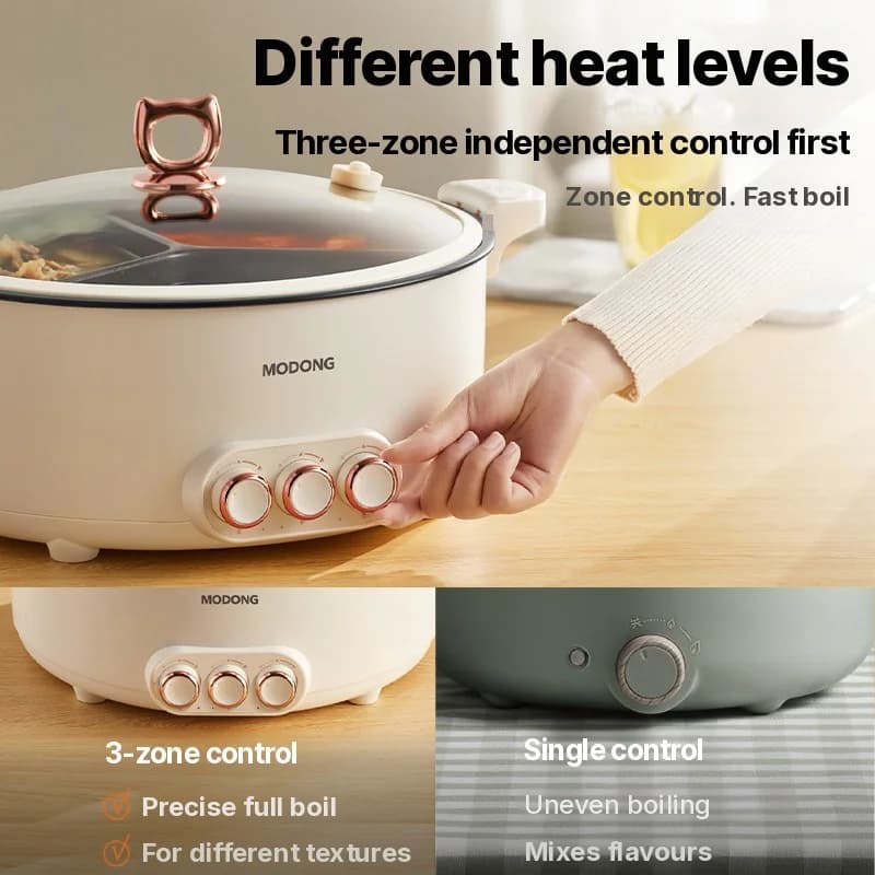 Olla eléctrica con divisor 6L-8L, 220V, para 5-6 personas