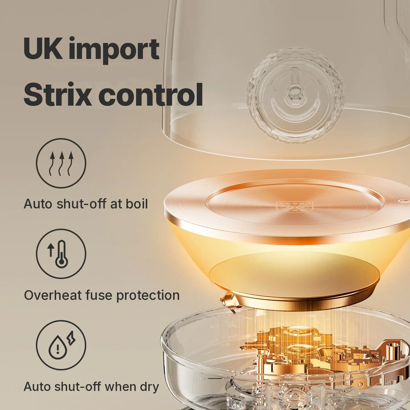 Hervidor eléctrico de acero inoxidable con medidor de temperatura 1.8L