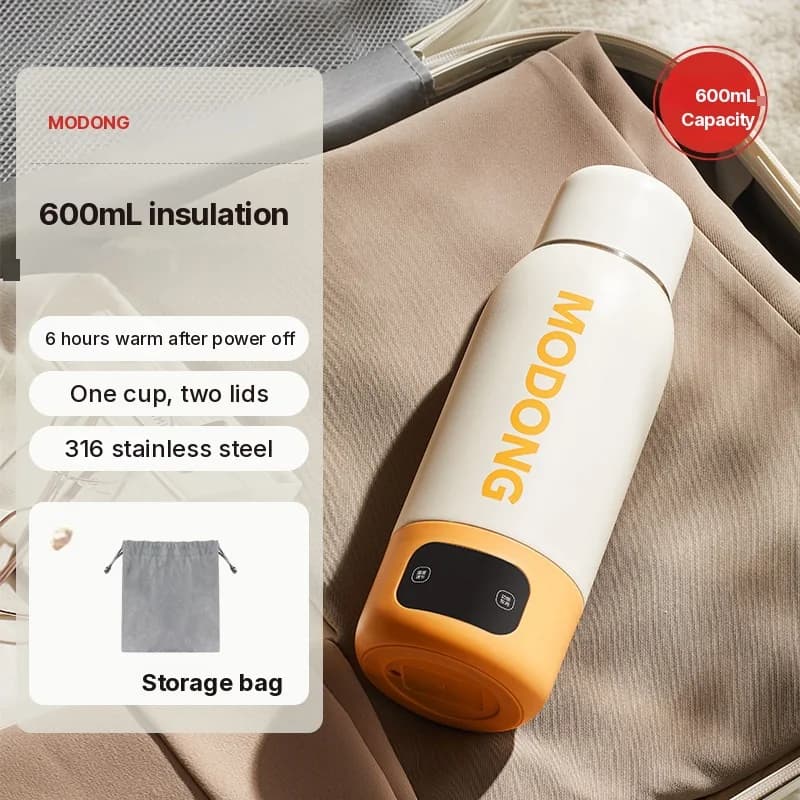 Vaso eléctrico portátil para calentar agua 600ml, revestimiento 316, aislado al vacío