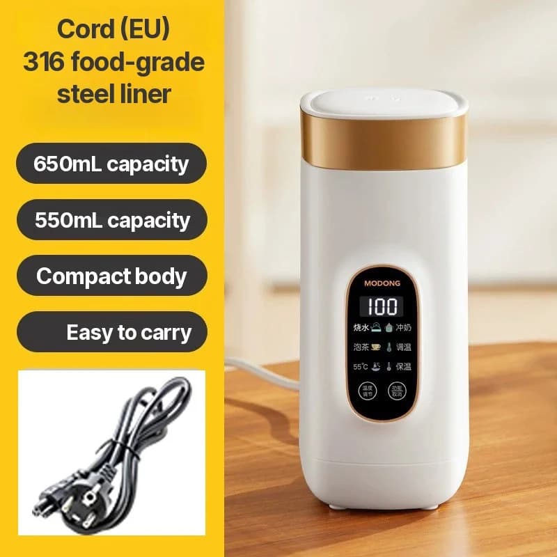 Taza eléctrica portátil con control de temperatura