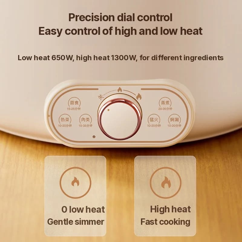 Olla eléctrica de 6L con cesta para cocinar al vapor, antiadherente