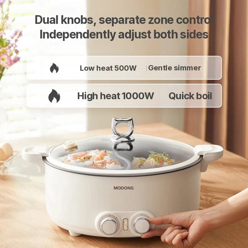 Olla eléctrica de doble cara 8L para casa y dormitorio