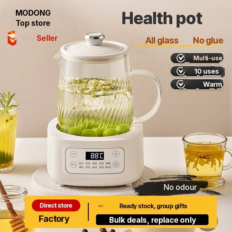 Olla eléctrica de vidrio 1-1.5L con control táctil para té
