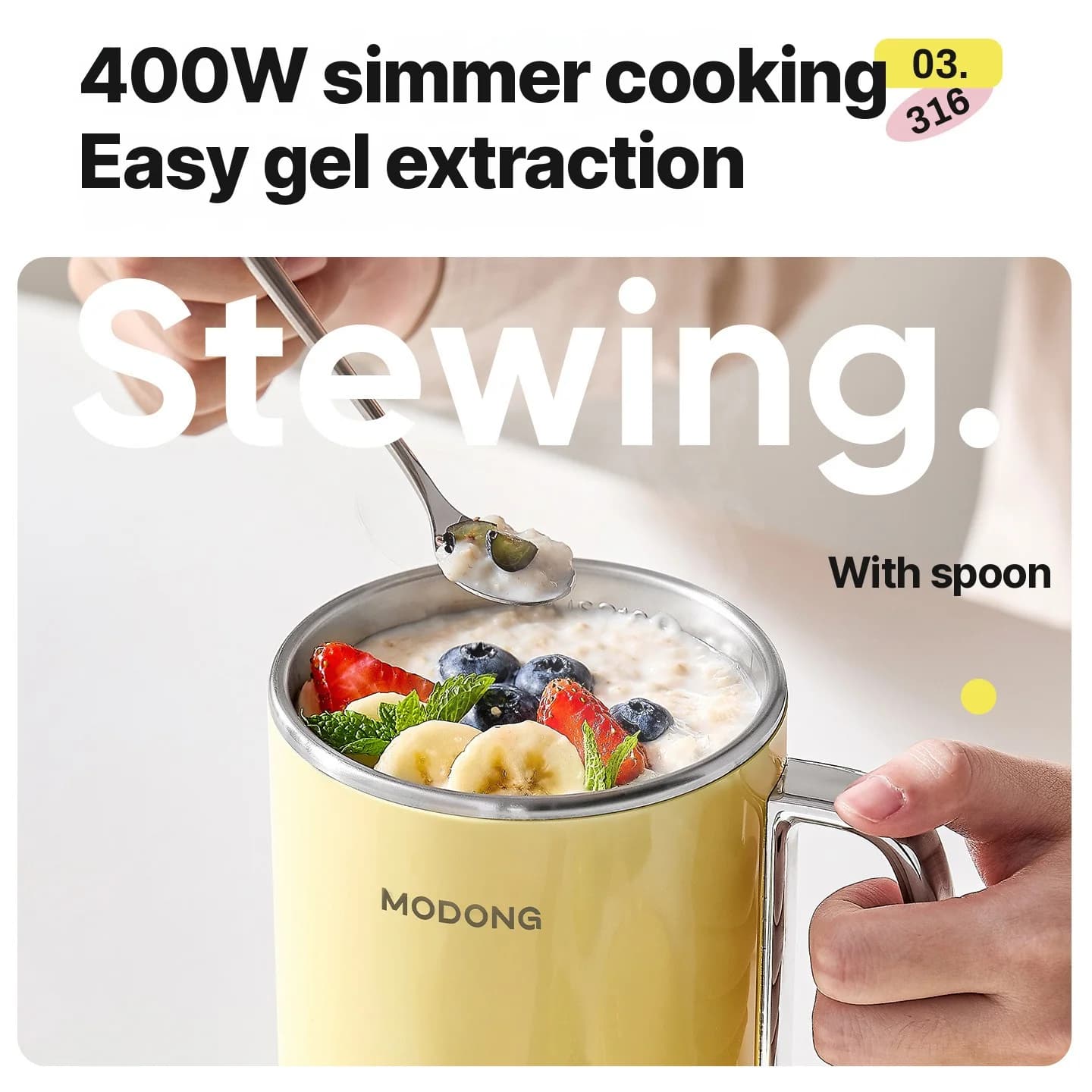 Mini olla eléctrica para gachas de 1L, control táctil, 220V