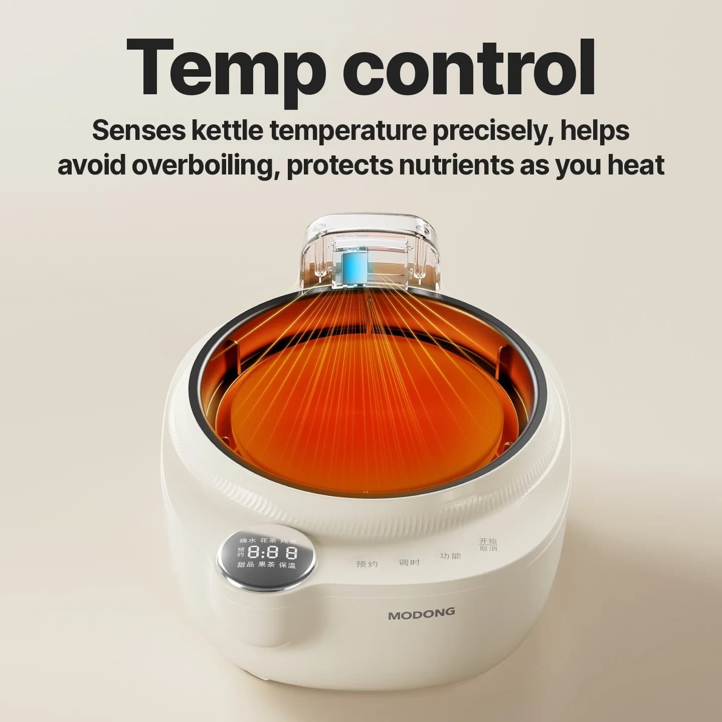Hervidor eléctrico de vidrio con control de temperatura, 1L