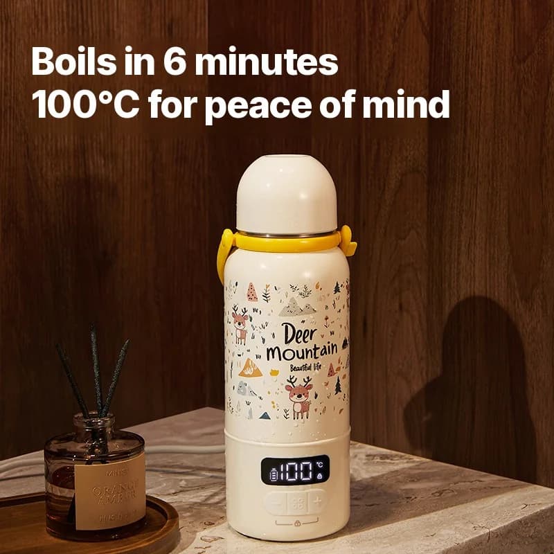 Taza Portátil Eléctrica para Calentar Agua con Hervido a 100°C y Termostato