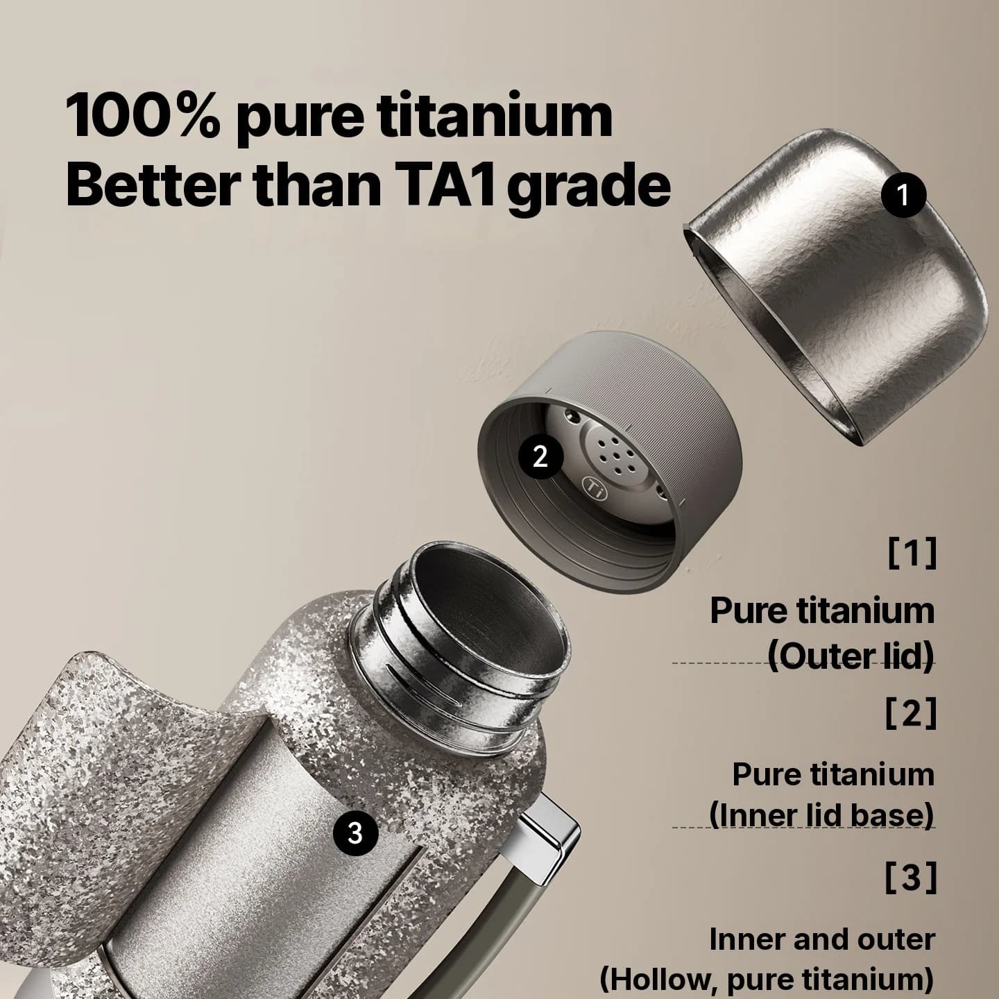 Vaso calefactor eléctrico de titanio puro con aislamiento 1200ml