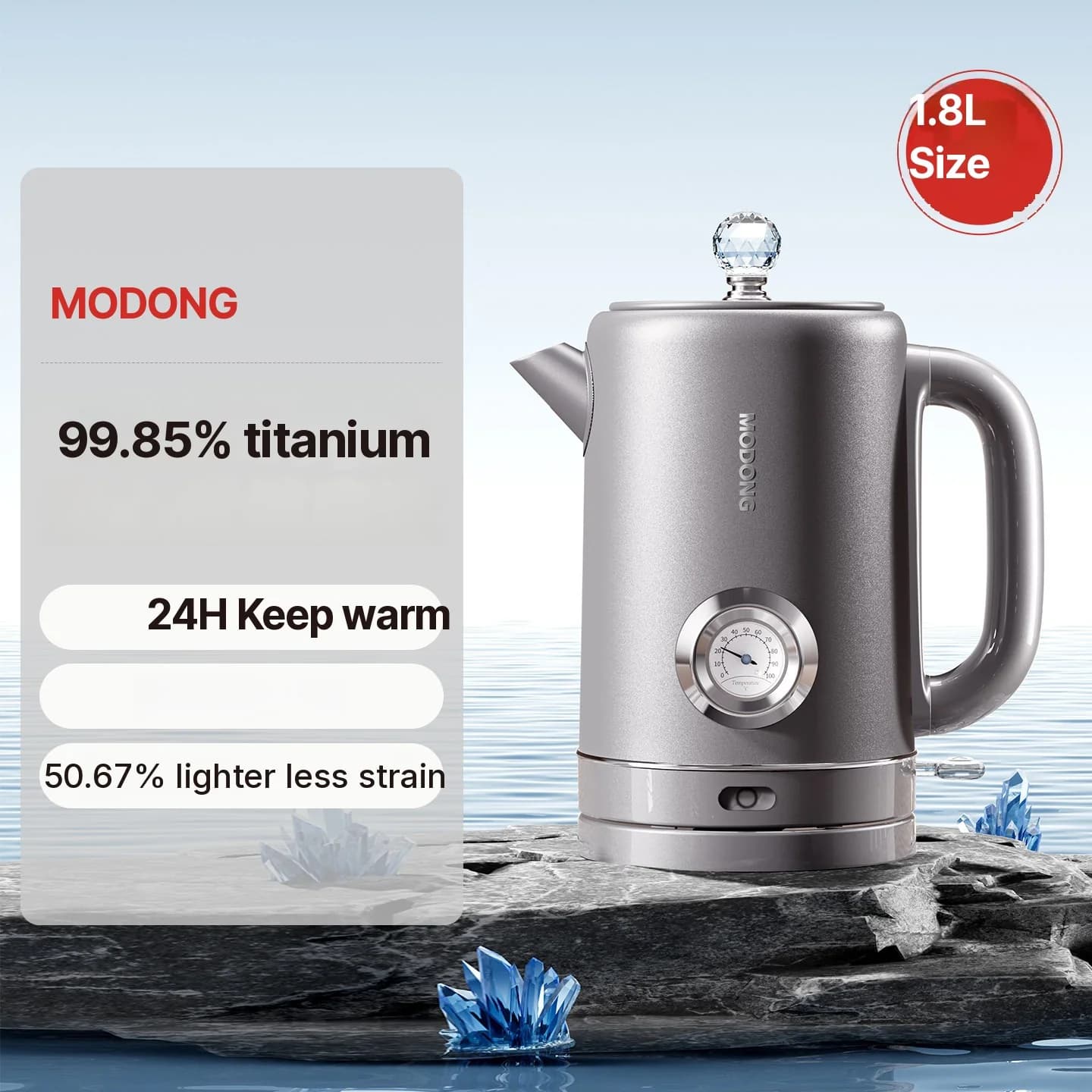 Hervidor eléctrico de acero inoxidable 304 1.8L, mantener caliente, 1500W