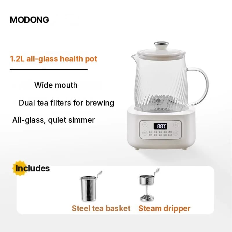 Hervidor de Salud Eléctrico de Vidrio 1-1.5L con Control Táctil para Té