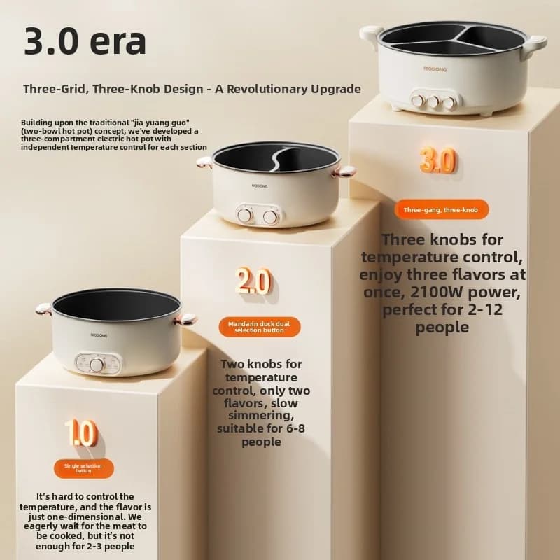 Olla eléctrica compartimentada 6L-8L, 220V, 5-6 personas