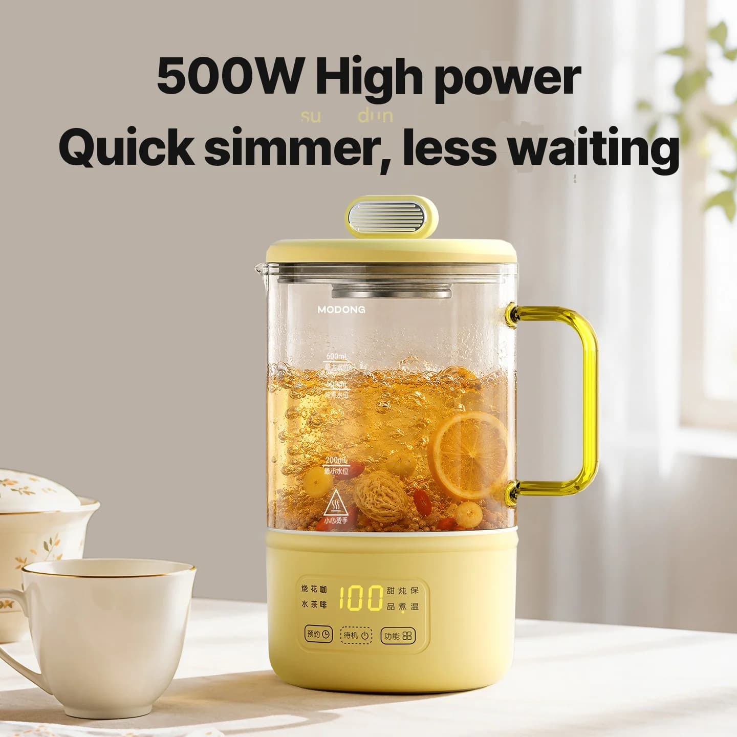 Vaso calefactor eléctrico de vidrio con control de temperatura para leche de bebé