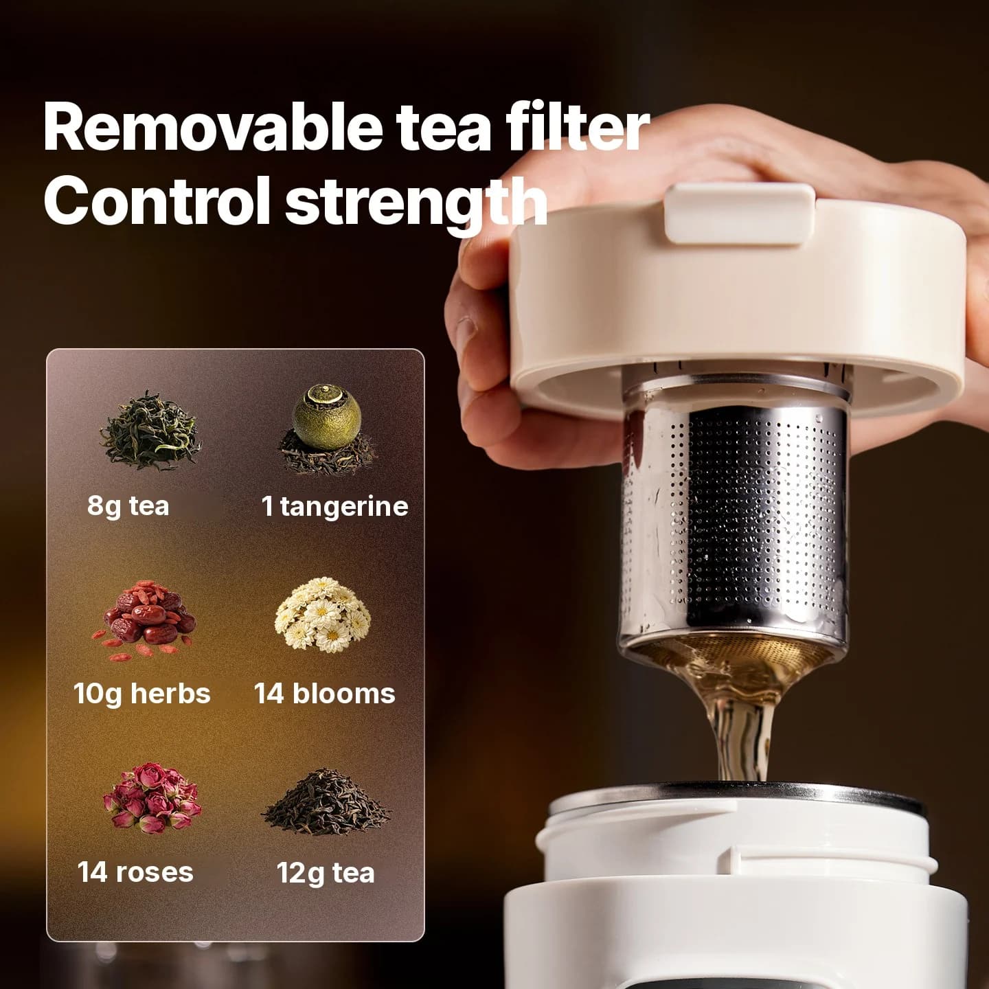 Vaso eléctrico portátil con control de temperatura