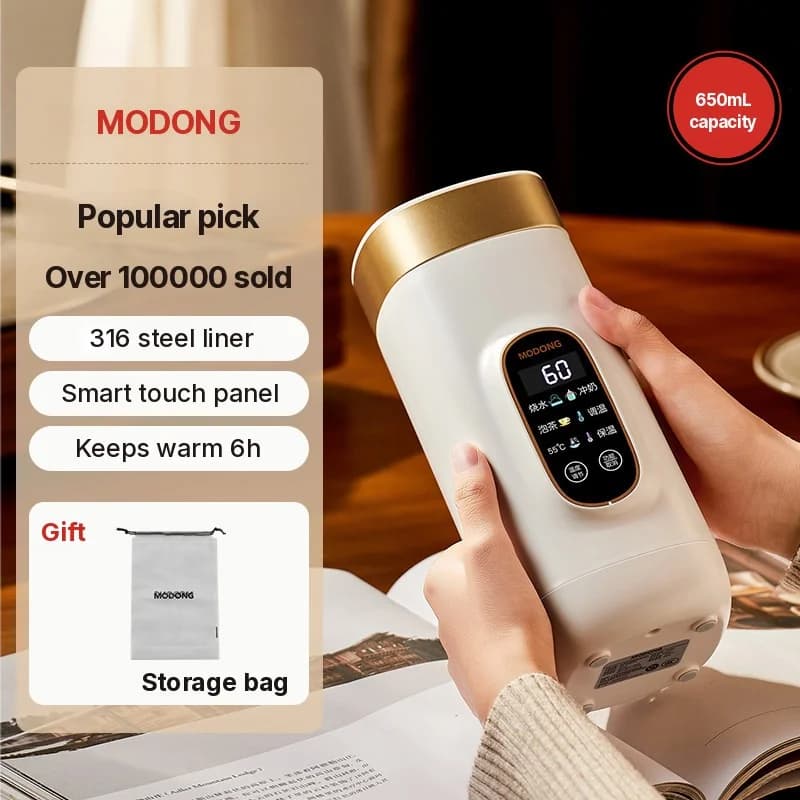 Taza eléctrica portátil con control de temperatura