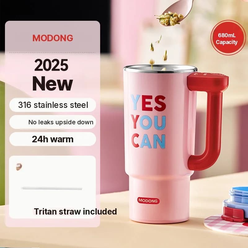 Taza calentadora eléctrica portátil con interior de acero inoxidable de 680ml