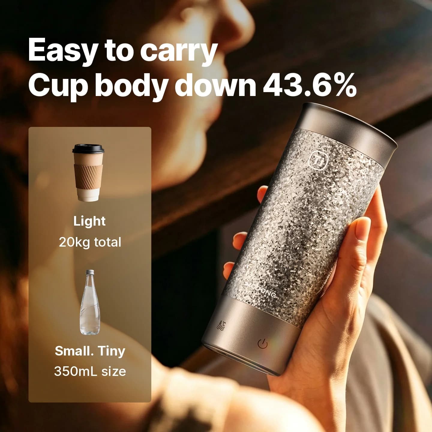 Taza eléctrica portátil de titanio 350ml caja de regalo