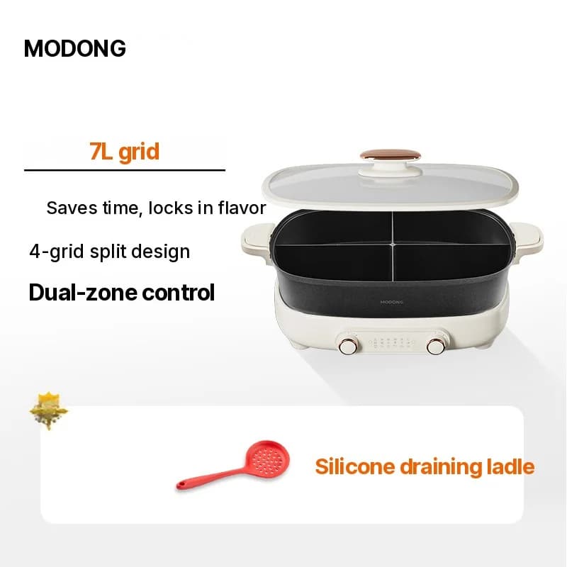 Olla eléctrica 7L con divisor o de cuatro compartimentos, 220V, olla dividida