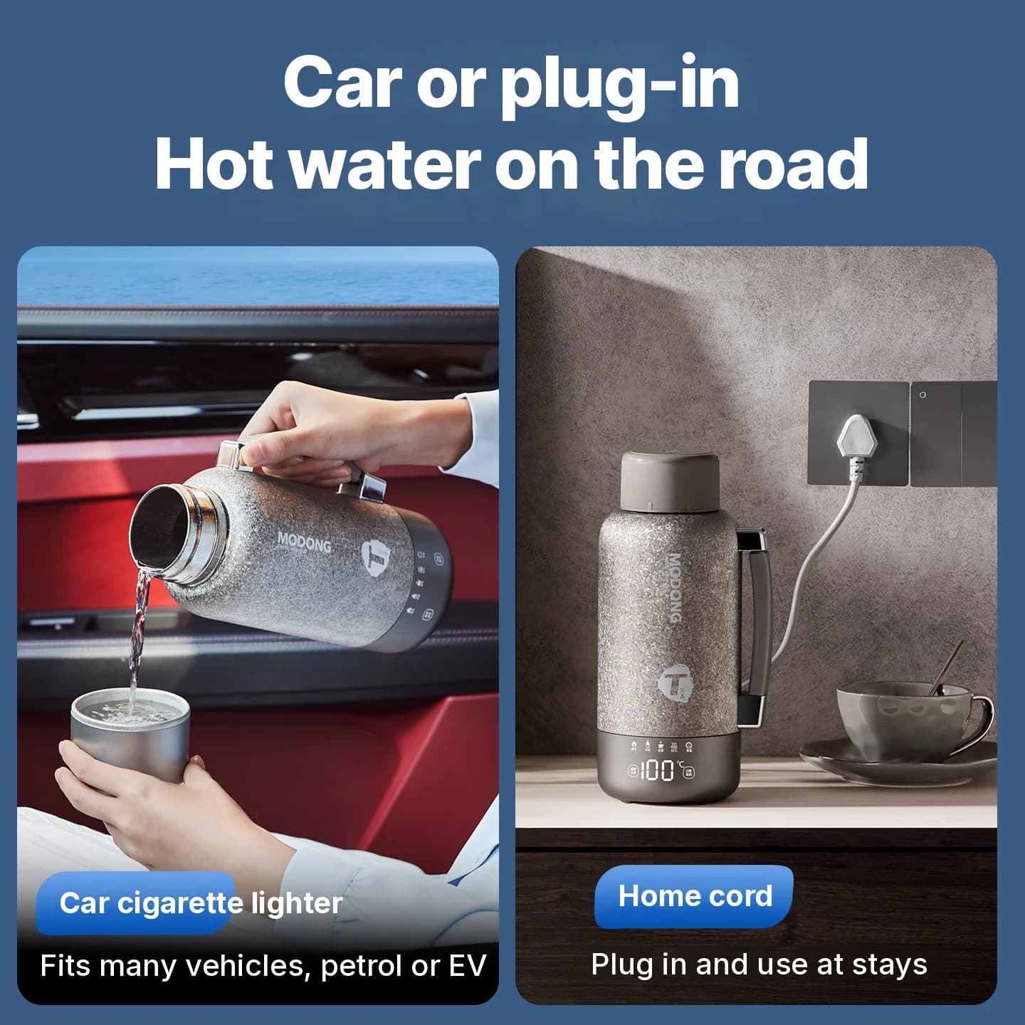 Vaso eléctrico portátil de titanio 1L tetera de viaje de doble modo