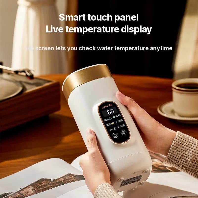 Taza eléctrica portátil con control de temperatura