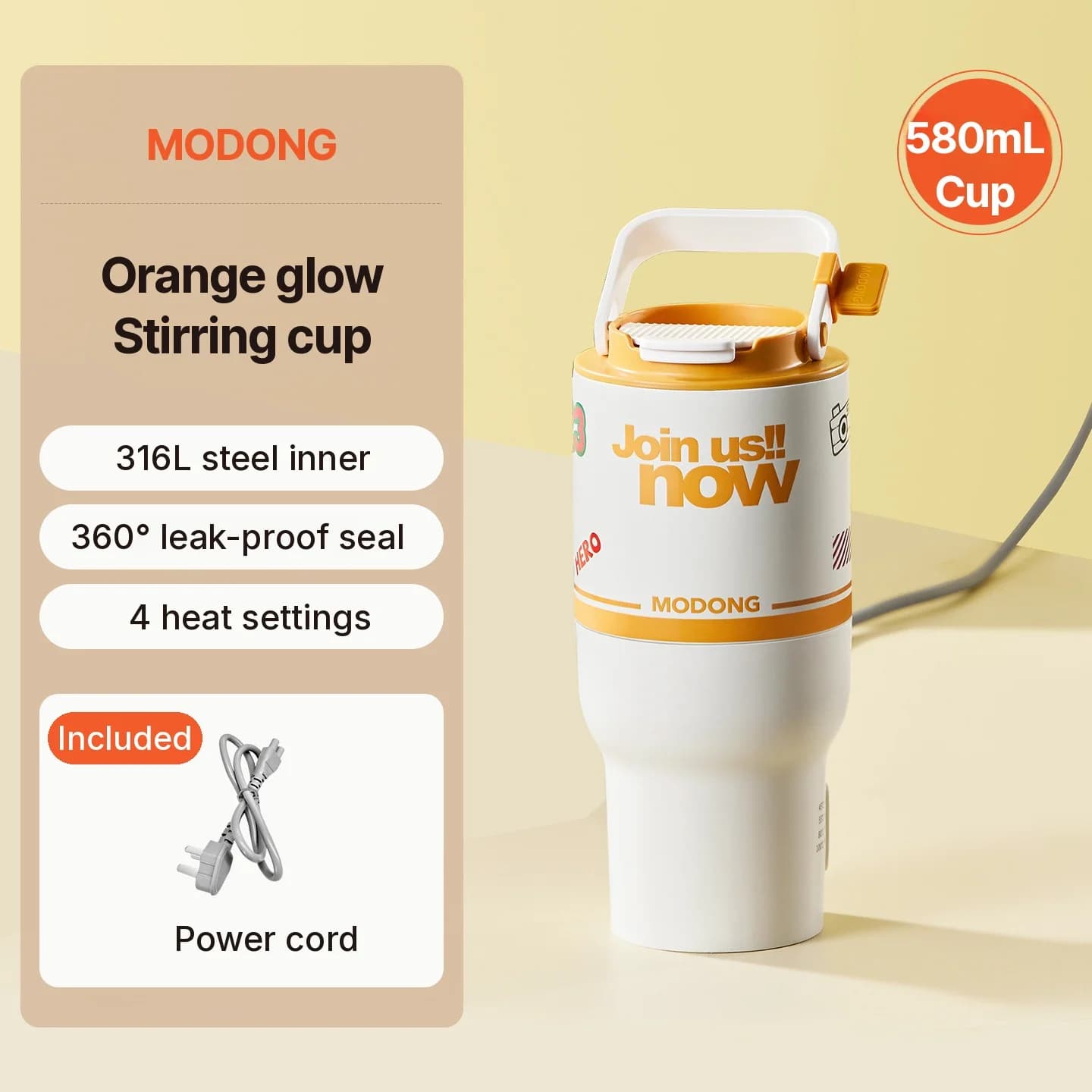 Taza eléctrica con calentamiento y función de agitado, 220V portátil