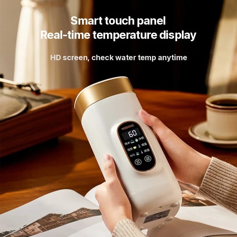 Taza eléctrica portátil con control de temperatura
