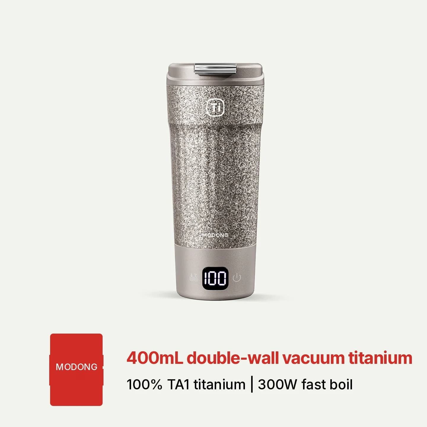 Vaso eléctrico portátil de titanio 400ml con pantalla de temperatura