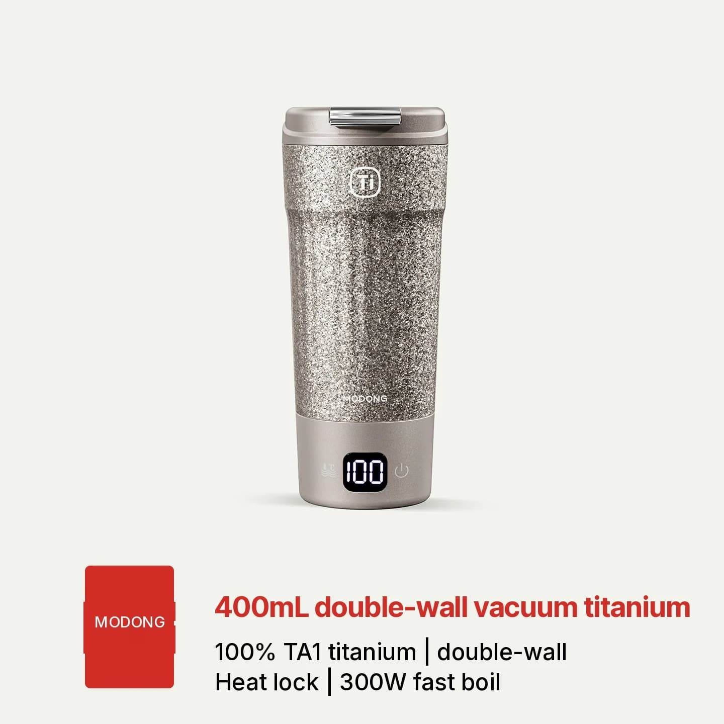 Taza Eléctrica de Viaje de Titanio 400ml con Pantalla de Temperatura