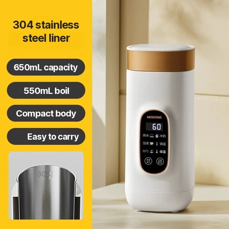 Taza calentadora eléctrica portátil 650ml con revestimiento 304 o 316
