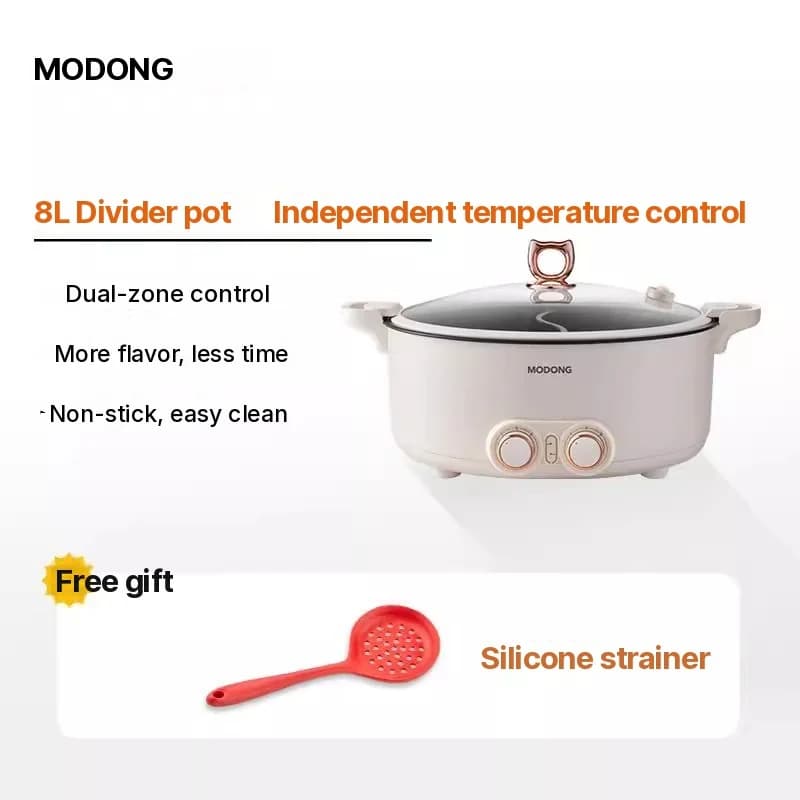 Olla eléctrica con divisor 6L-8L, 220V, para 5-6 personas