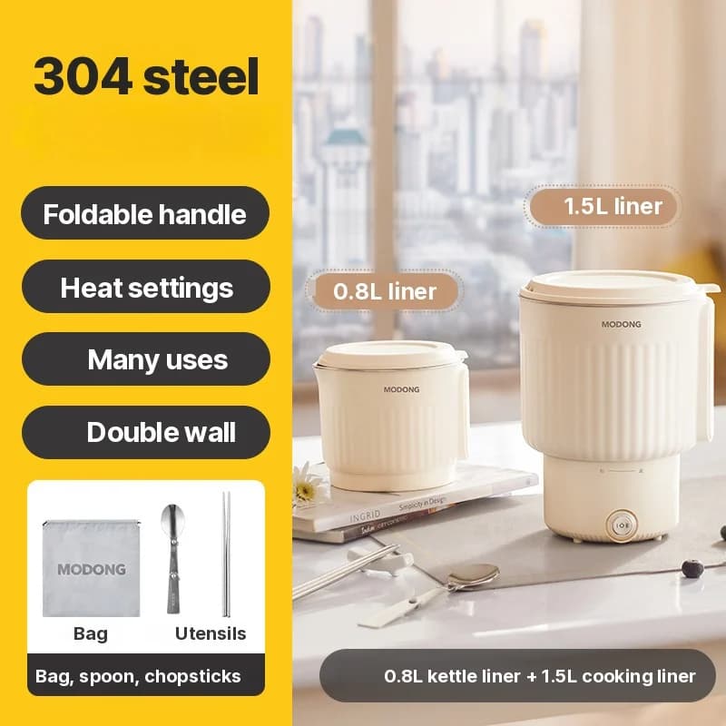 Taza hervidora eléctrica de viaje plegable de acero inoxidable