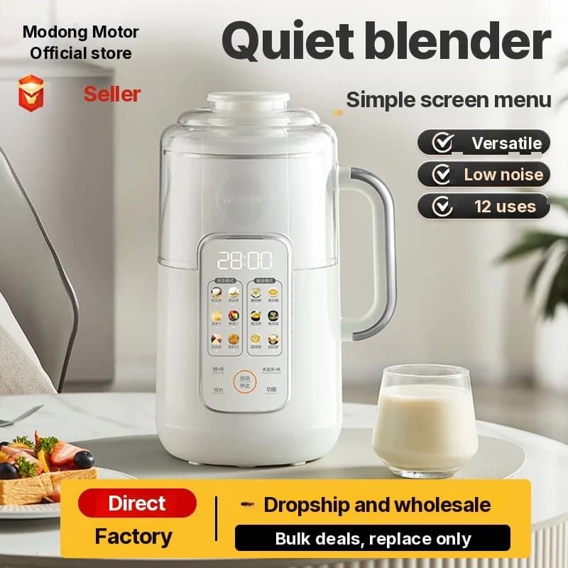 Licuadora calefactora con capacidad de 1.2L, control táctil, acero inoxidable