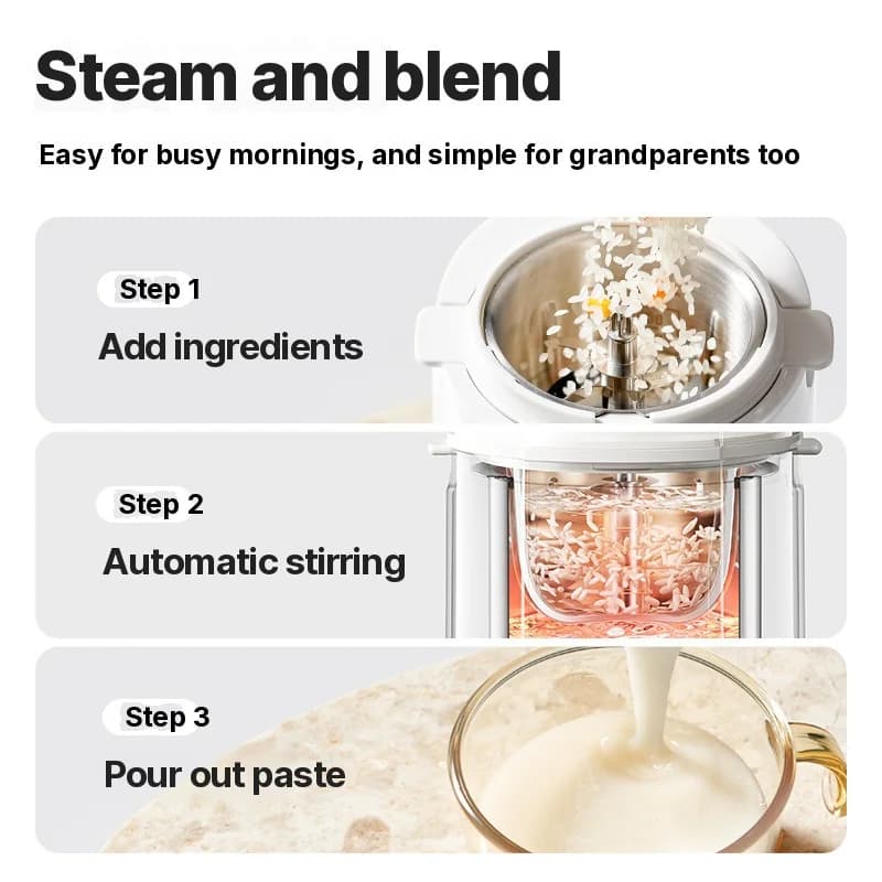 Preparador de comida para bebé con calentamiento, batido, vapor y molienda
