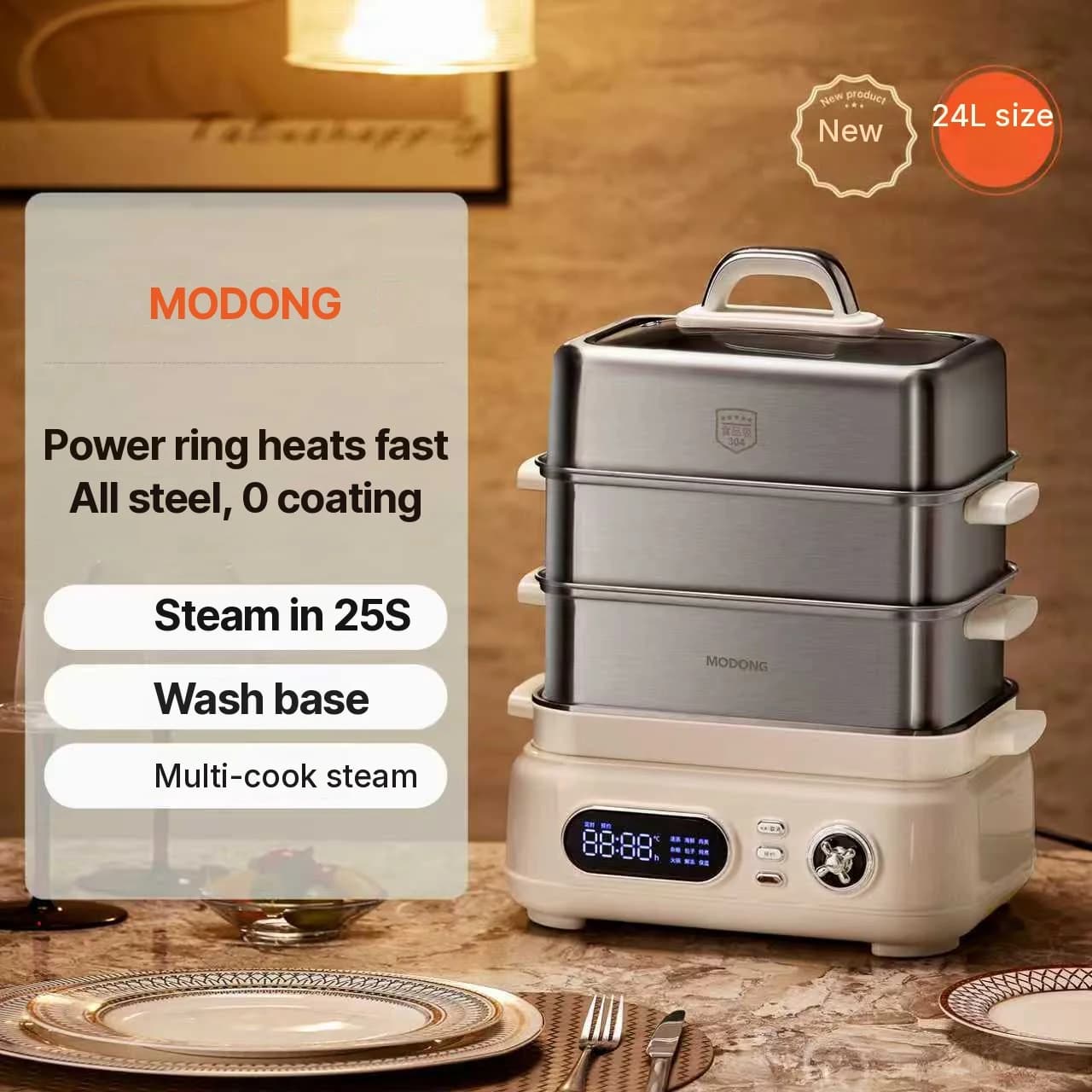 Cocedor eléctrico de acero inoxidable al vapor 18L 24L doble o triple capa