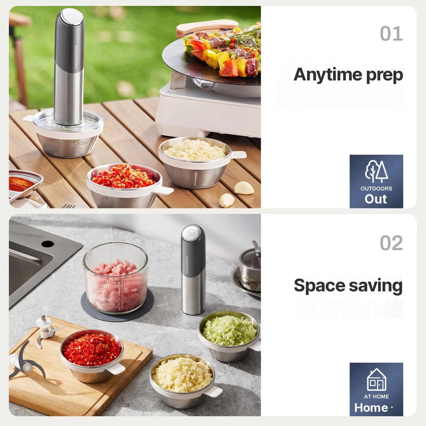 Picadora de Alimentos Eléctrica Sin Cable 100W Mini Picadora de Ajo
