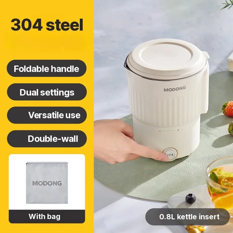 Taza hervidora eléctrica de viaje plegable de acero inoxidable