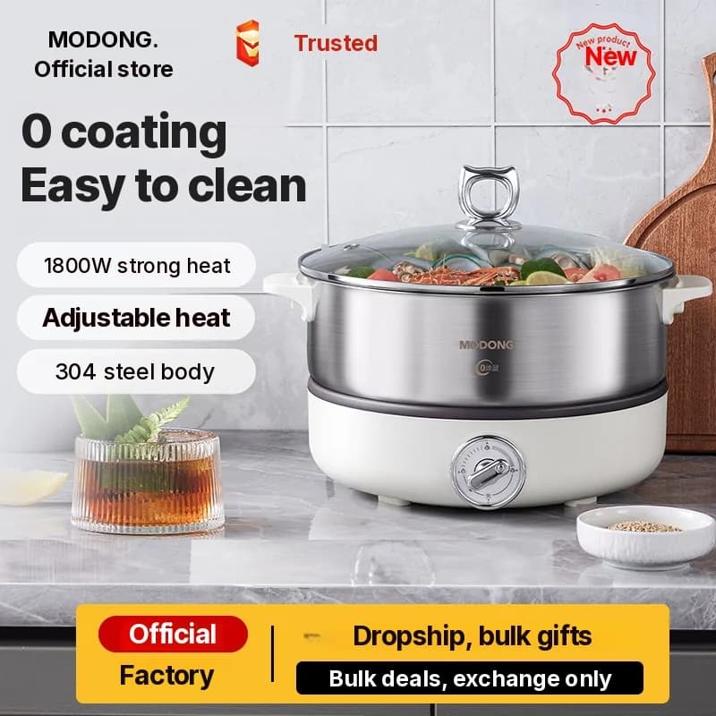 Olla eléctrica dividida con revestimiento de acero inoxidable 1500W