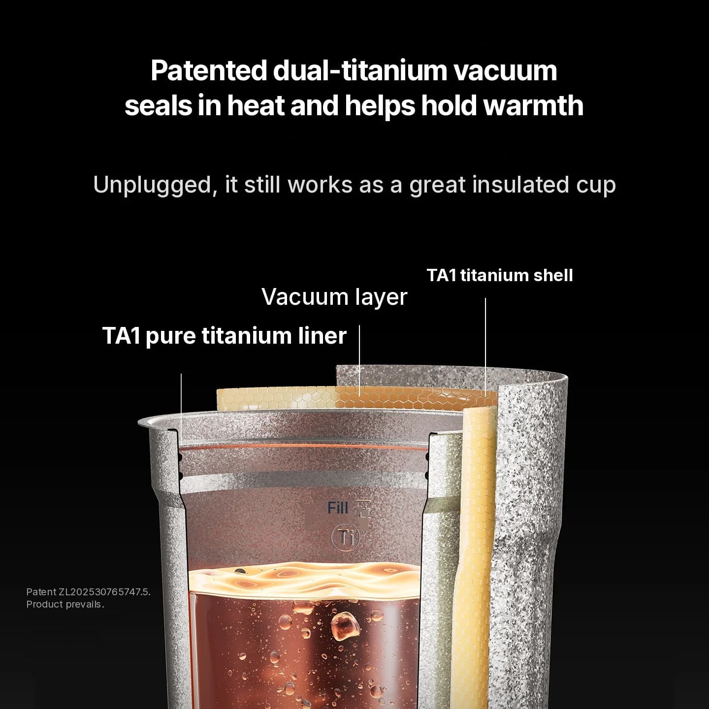 Vaso eléctrico portátil de titanio 400ml con pantalla de temperatura