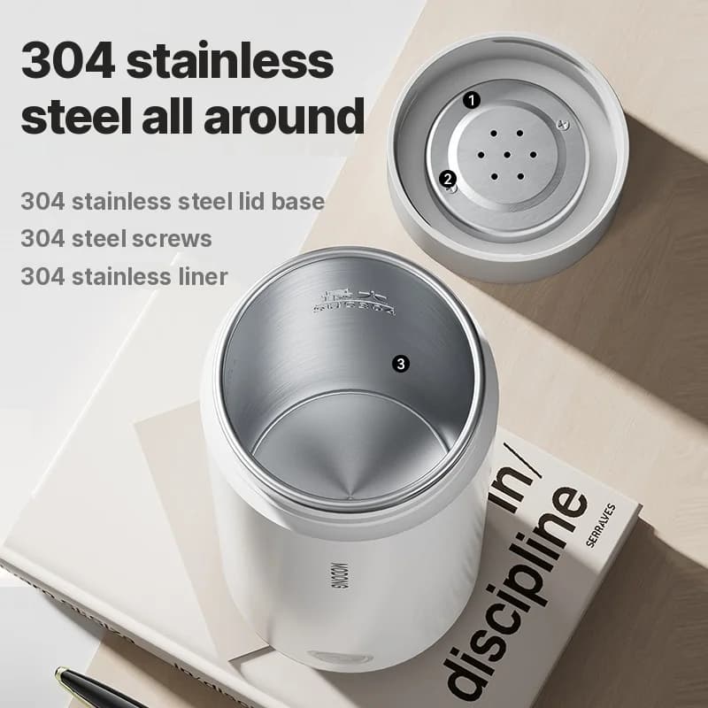 Taza eléctrica portátil de calentamiento 304 acero inoxidable 300ml 220V