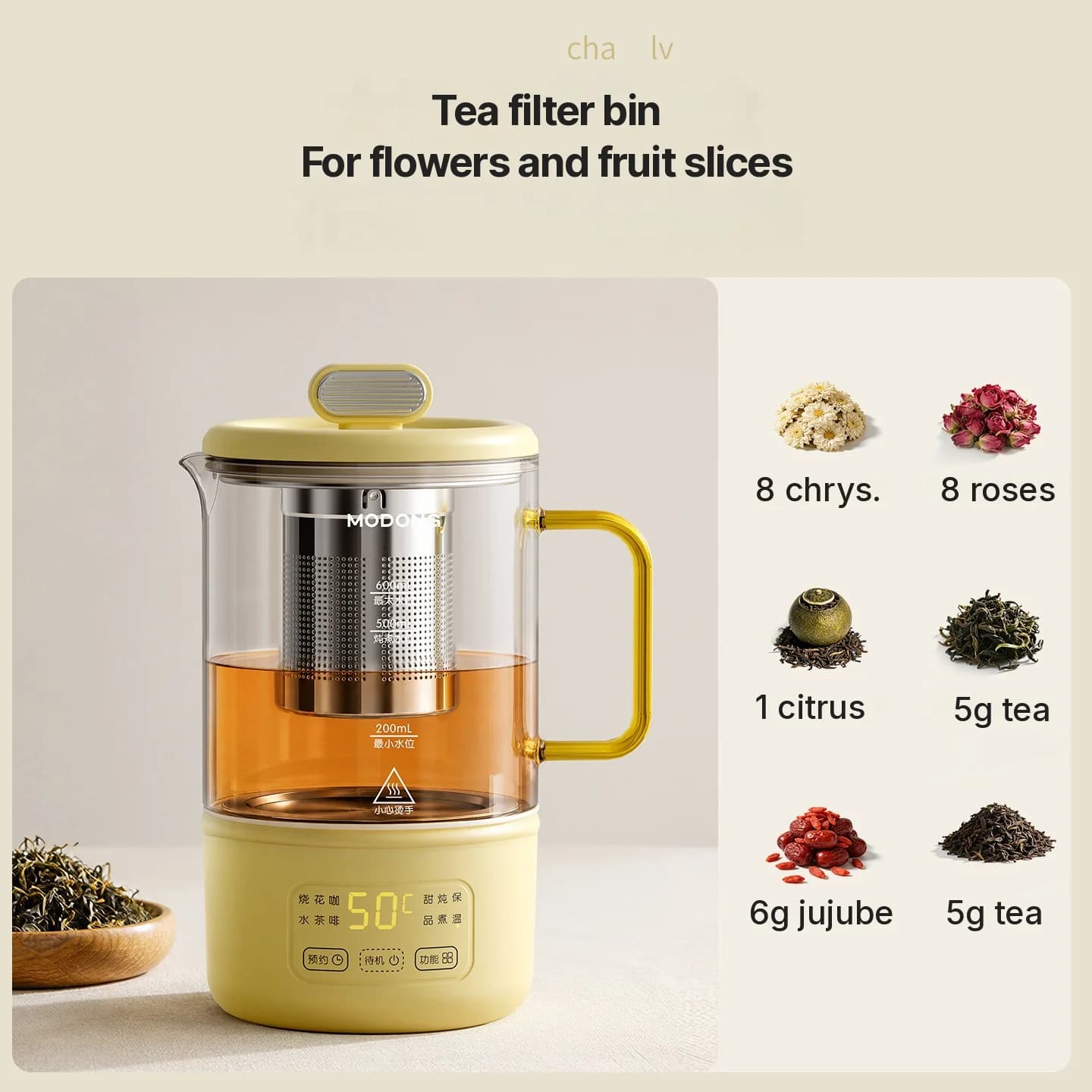 Taza eléctrica de vidrio con control de temperatura para leche de bebé