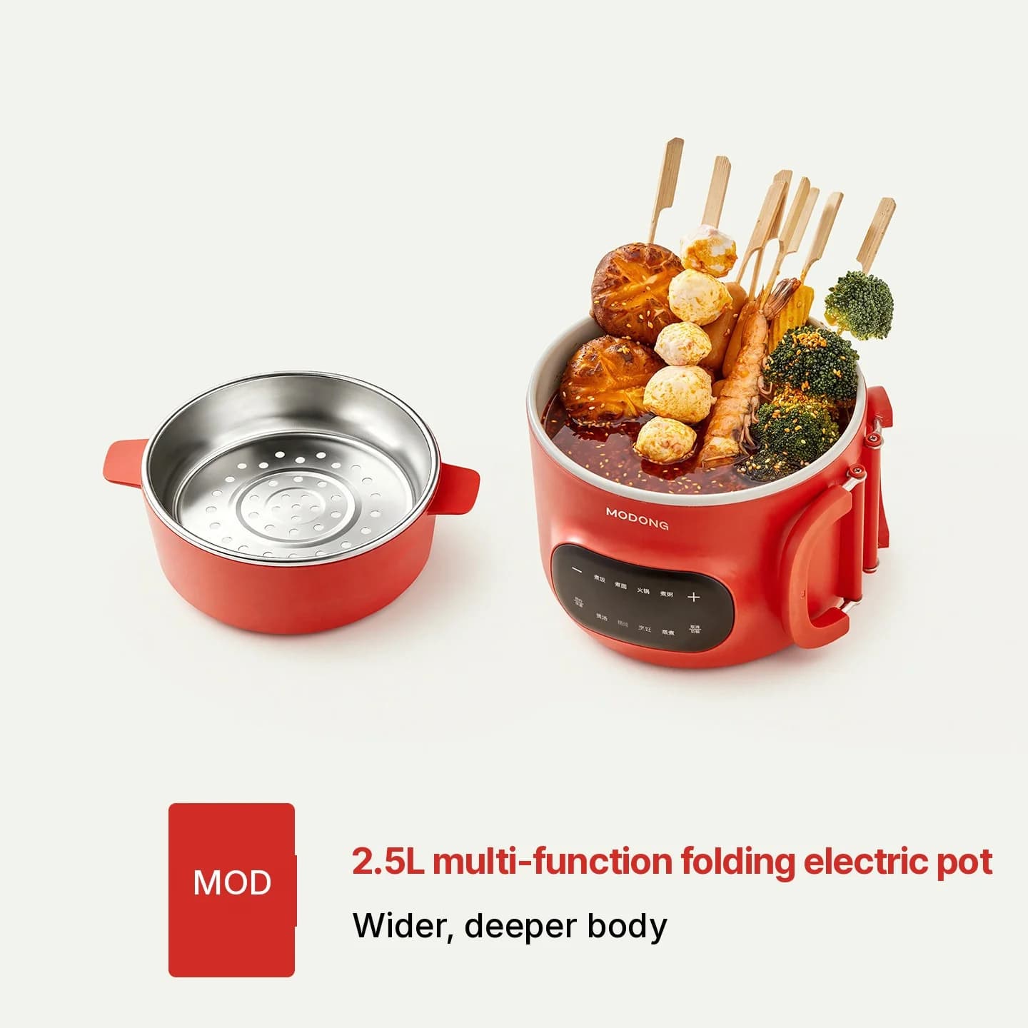 Olla eléctrica de 2.5L con vaporizador y revestimiento cerámico
