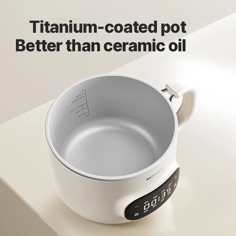 Mini Olla de Cocción Eléctrica 2L con Revestimiento Cerámico Antiadherente y Vaporera