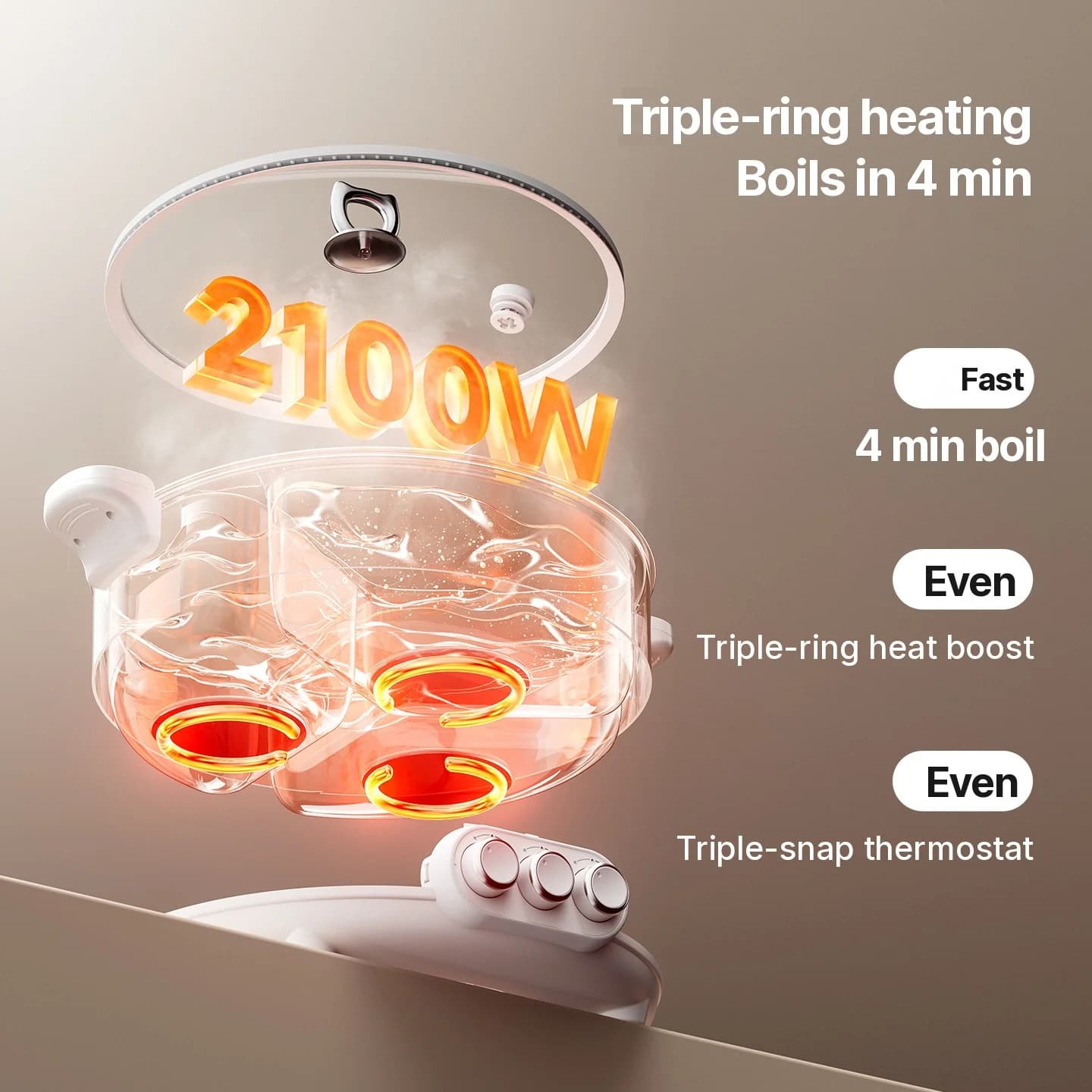 Olla eléctrica con divisor, 5.6L/8L, 220V