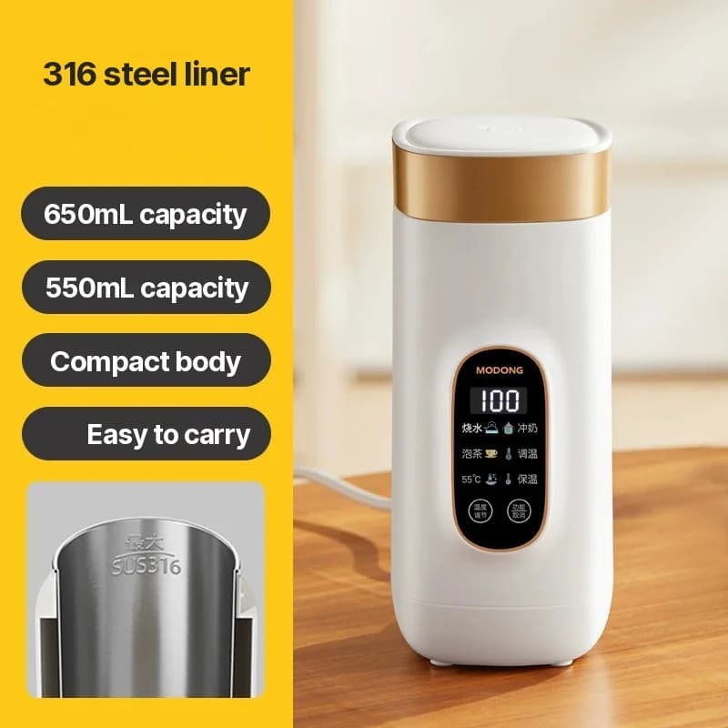 Taza calentadora eléctrica portátil 650ml con revestimiento 304 o 316
