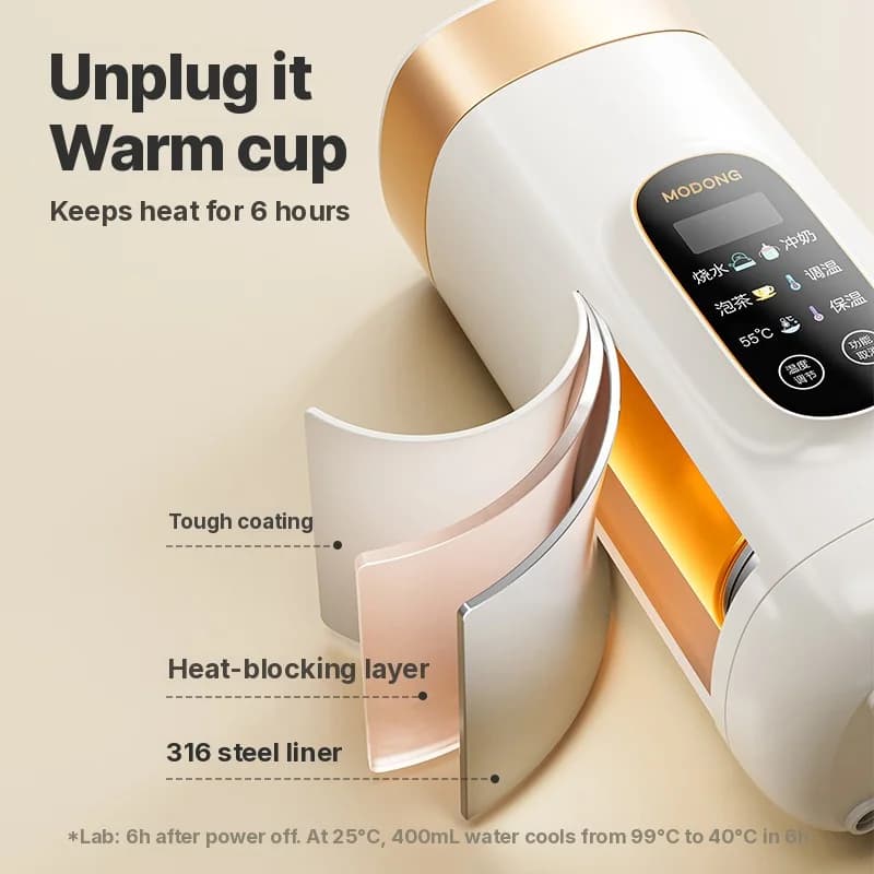 Taza eléctrica portátil con control de temperatura