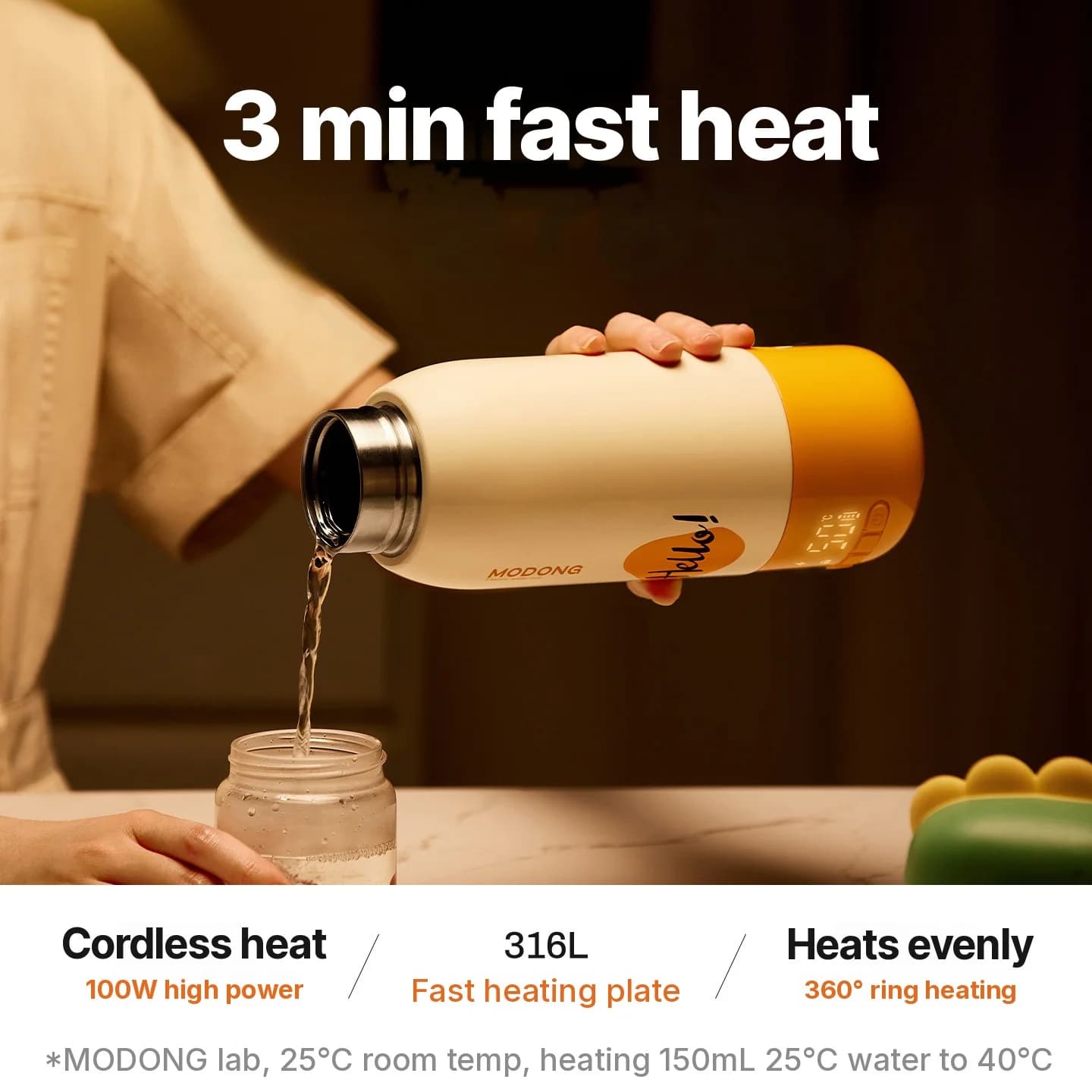 Taza eléctrica portátil para calentar agua para leche de fórmula, 550ml